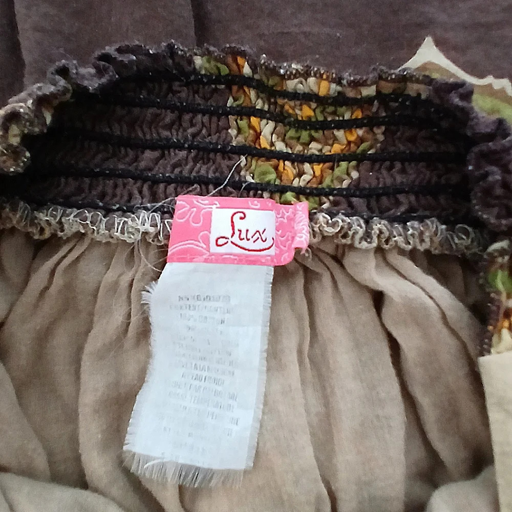 Vintage Lux Maxi Skirt w/ Earth Tone Print Size Small Boho Hippie Festival - Picture 5 of 7